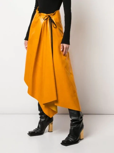 Shop Proenza Schouler Asymmetrical Shiny Leather Mid Skirt In Orange