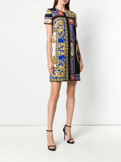 Shop Versace The Lovers Print Shift Dress In Black