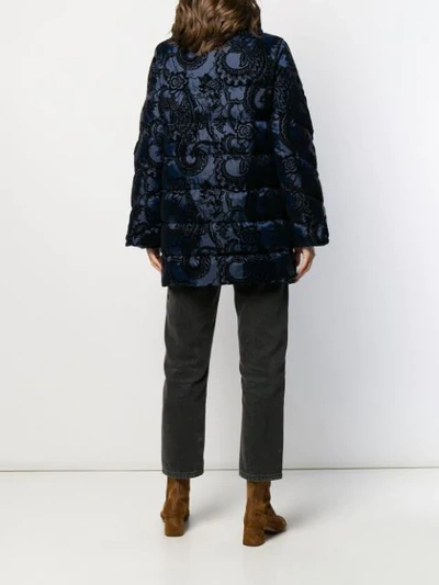 Shop Etro Baroque Velvet Puffer Jacket In Blue