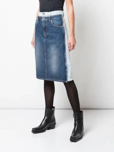 Shop Maison Margiela Double-denim Skirt In Blue