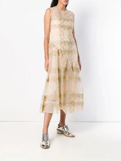 Shop Simone Rocha Embroidered Tulle Dress - Neutrals