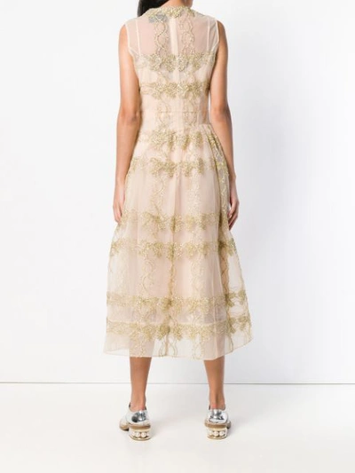 Shop Simone Rocha Embroidered Tulle Dress - Neutrals