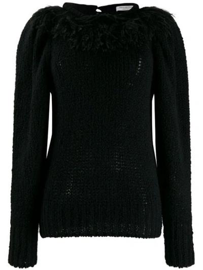 Shop Philosophy Di Lorenzo Serafini Fringed Knit Sweater In Black