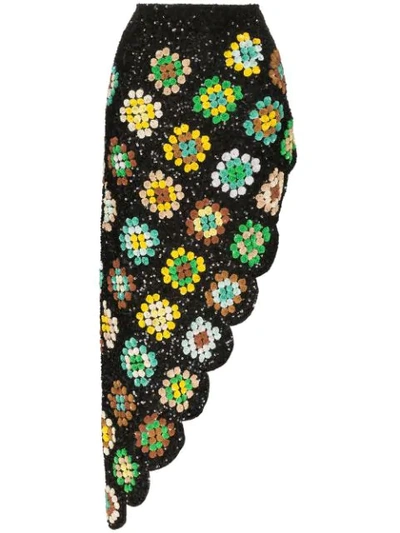 Shop Ashish Patchwork Crochet Asymmetric Skirt In Multicolour