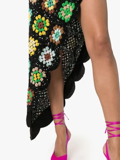 Shop Ashish Patchwork Crochet Asymmetric Skirt In Multicolour