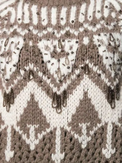 Shop Brunello Cucinelli Embellished Chunky Knit Sweater In Ca330