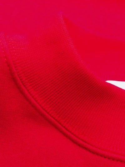 Shop Msgm Logo Print Sweater Dress In Red