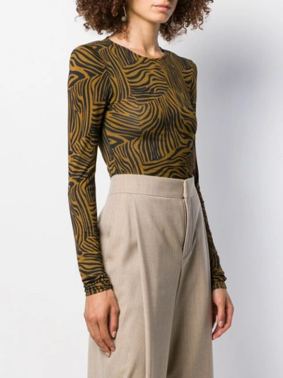 Shop Andamane Zebra Print Bodysuit In Brown