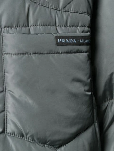 Shop Prada Oversized Quilted Coat In Grey