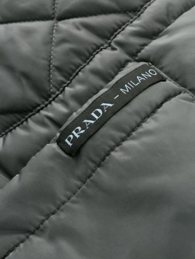 Shop Prada Oversized Quilted Coat In Grey