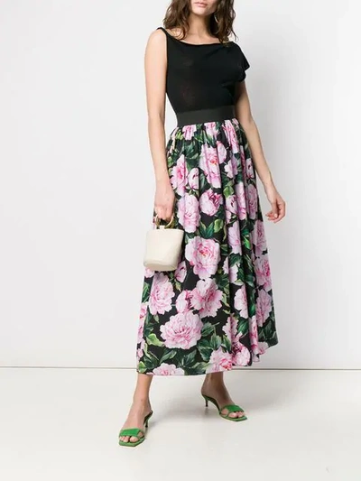 Shop Dolce & Gabbana Floral Maxi Skirt In Black
