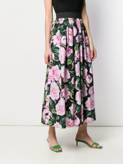 Shop Dolce & Gabbana Floral Maxi Skirt In Black