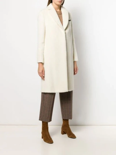 Shop Brunello Cucinelli Single Breasted Coat In C001 Ivory