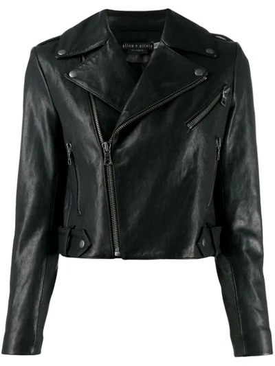 Shop Alice And Olivia Cody Biker Jacket In Black