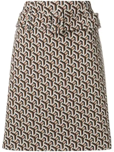 Shop Prada Technical Jacquard Skirt In Neutrals