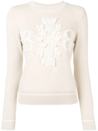 Shop Barrie Cashmere Embroidered Logo Sweater In Neutrals