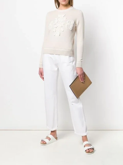 Shop Barrie Cashmere Embroidered Logo Sweater In Neutrals