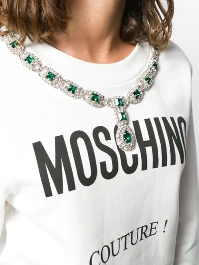Shop Moschino Logo Sweatshirt In White