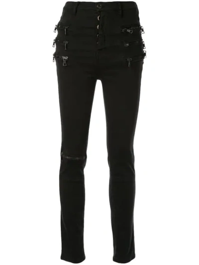 Shop Ben Taverniti Unravel Project Zip-embellished Skinny Jeans In Black