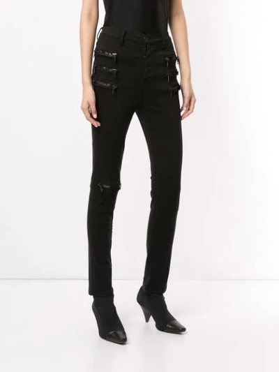 Shop Ben Taverniti Unravel Project Zip-embellished Skinny Jeans In Black