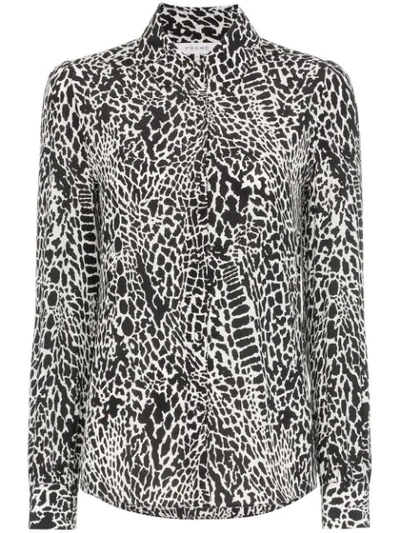 Shop Frame Animal Print Silk Blouse In Black