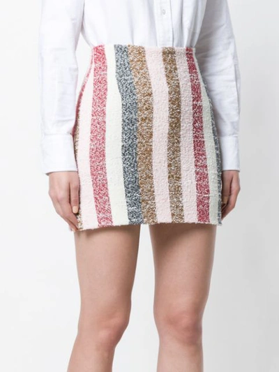 Shop Thom Browne Notched Hem Mini Skirt In Stripe Eyelash Tweed In Multicolour