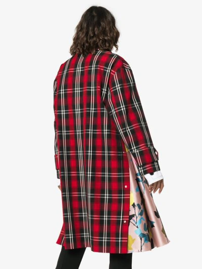 Shop Msgm Tartan Checked Coat In Red