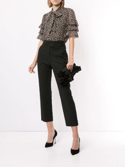 Shop Rebecca Taylor Jacquard Trousers In Black