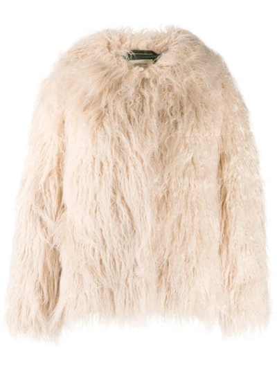 Shop Bellerose Oversized Faux-fur Jacket In Neutrals
