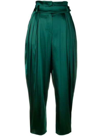 Shop Alexandre Vauthier Draped Cropped Trousers - Green