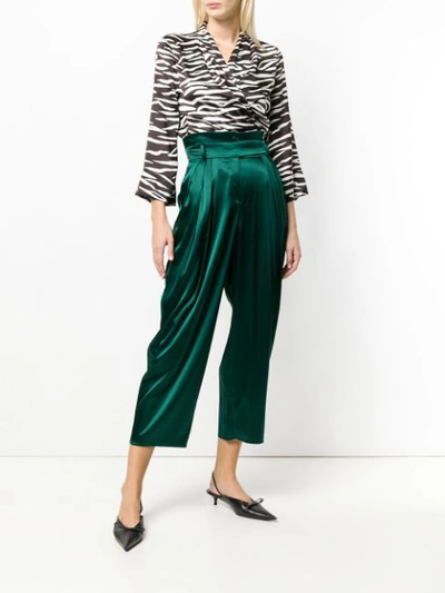Shop Alexandre Vauthier Draped Cropped Trousers - Green