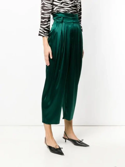 Shop Alexandre Vauthier Draped Cropped Trousers - Green