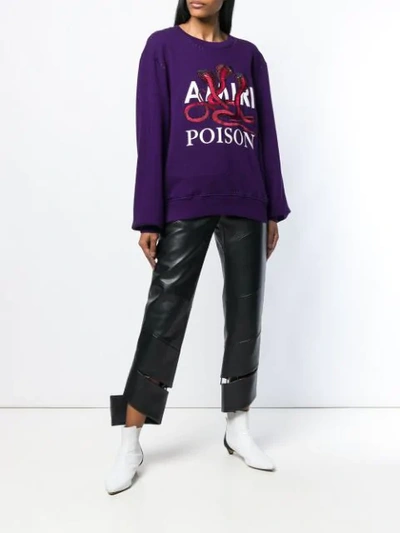 Shop Amiri Embroidered Sweatshirt In Purple