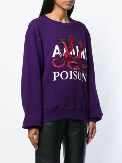 Shop Amiri Embroidered Sweatshirt In Purple