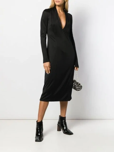 Shop Versace Ruched Detail Dress In Black