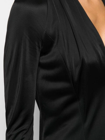Shop Versace Ruched Detail Dress In Black