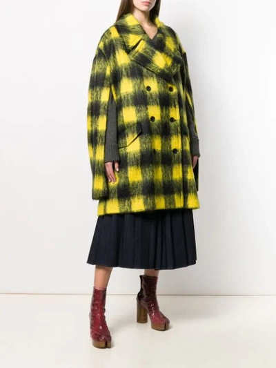 Shop Maison Margiela Double-breasted Cape In 001f Hairy Check Black / Yellow