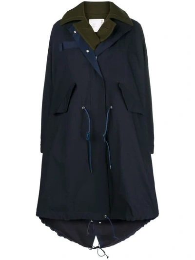 Shop Sacai Oxford Coat - Blue