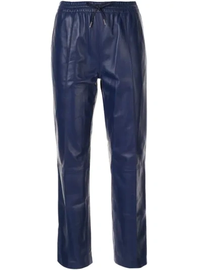 Shop Joseph Leather Track Pants In Purple