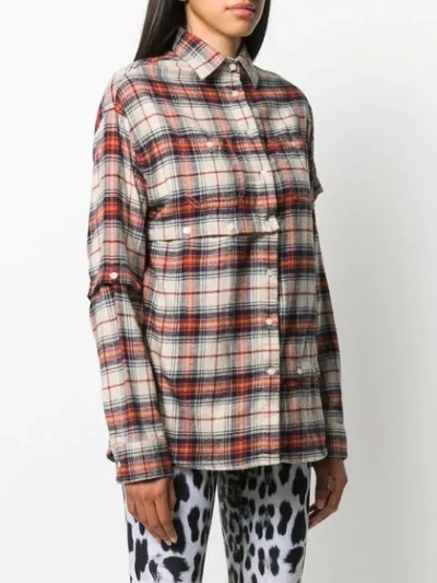 Shop R13 Asymmetric Style Plaid Shirt In Orange