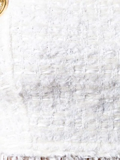 Shop Balmain Tweed Crop Top In White