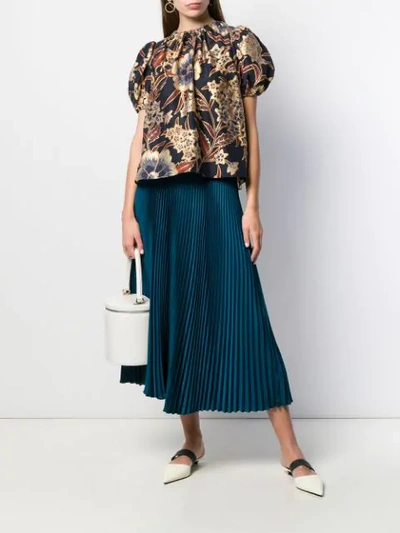 Shop Ulla Johnson Floral Puff-sleeve Blouse In Midnight