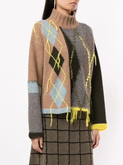 Shop Antonio Marras Asymmetric Roll Neck Sweater In Multicolour