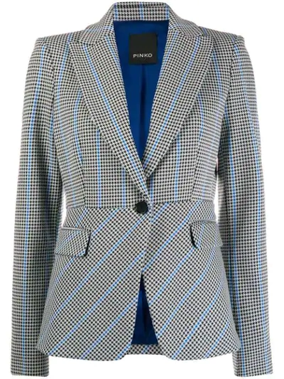 Shop Pinko Slim-fit Houndstooth Blazer In White