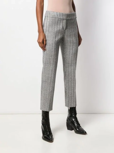 Shop Ermanno Scervino Check Cropped Trousers In G3507 Cristallo