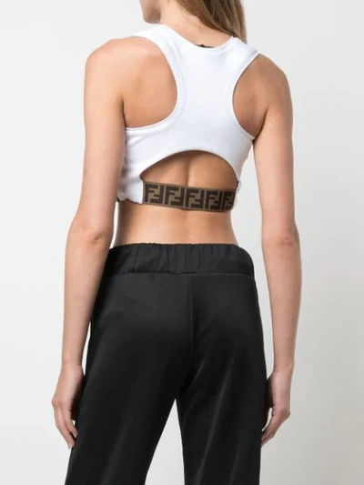 Shop Fendi Ff Print Cropped Top In White