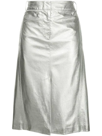 Shop Tibi High-waisted Skirt In Silver