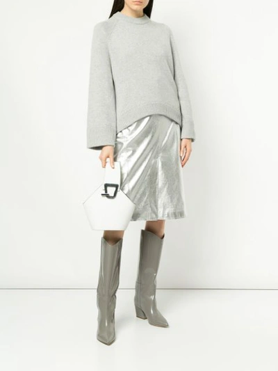 Shop Tibi High-waisted Skirt In Silver