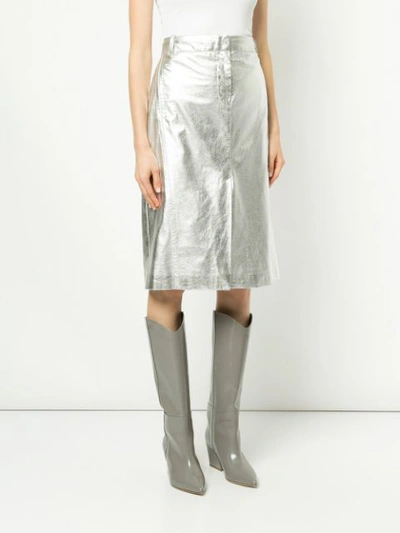 Shop Tibi High-waisted Skirt In Silver