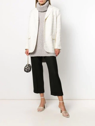 Shop Jacquemus Embroidered J Blazer In Neutrals